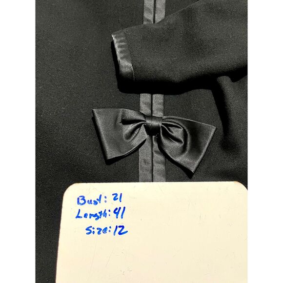 David Hayes wool dress VTG Saks fifth avenue USA classic black winter women 12 - Picture 7 of 11